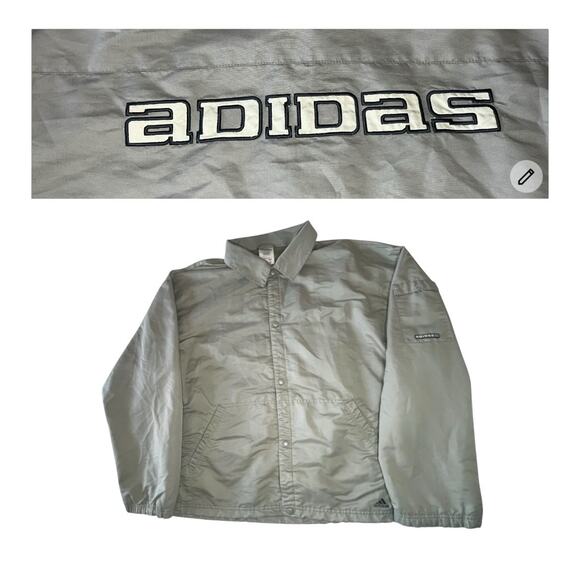 Vintage 2000s Y2K ADIDAS Mens Olive Green Windbreaker Jacket Size XL White Label - Picture 1 of 12